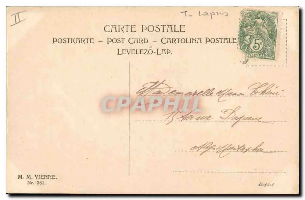 Dois coelhos entre margaridas — Sogliano 1907 — editor M. M. Vienne, n° 261 - Verso