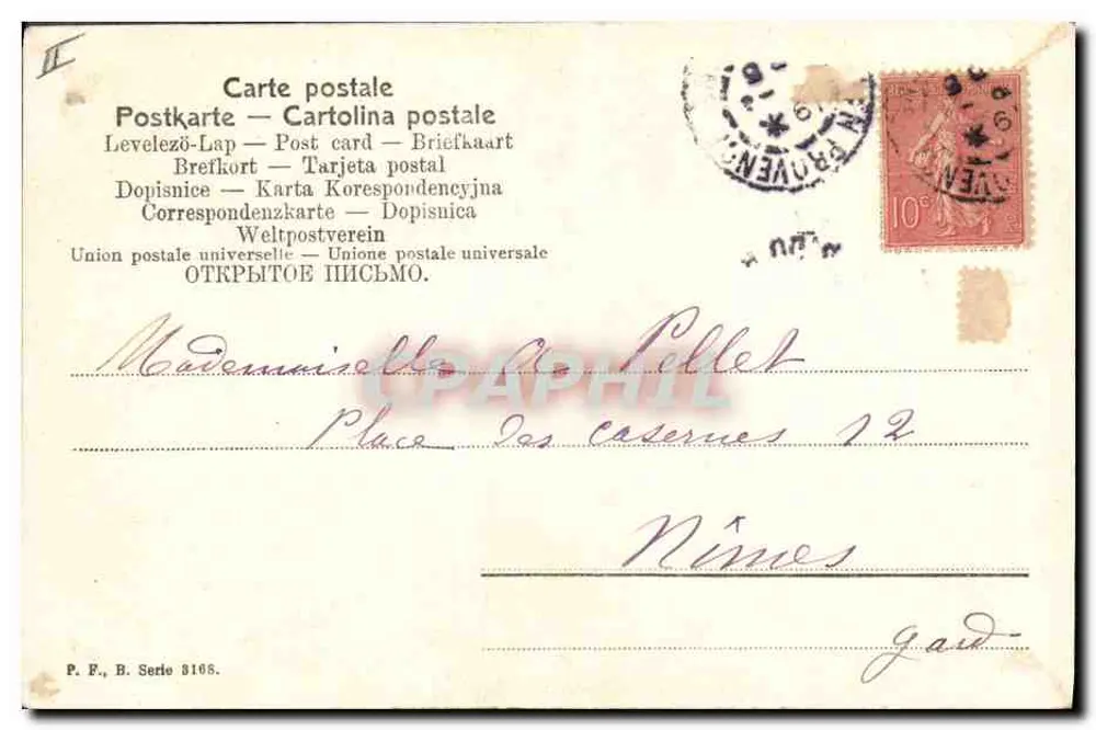 Crianças e coelhinho de Páscoa — Páscoa 1909 — P. F., B. Série 8105 - Verso
