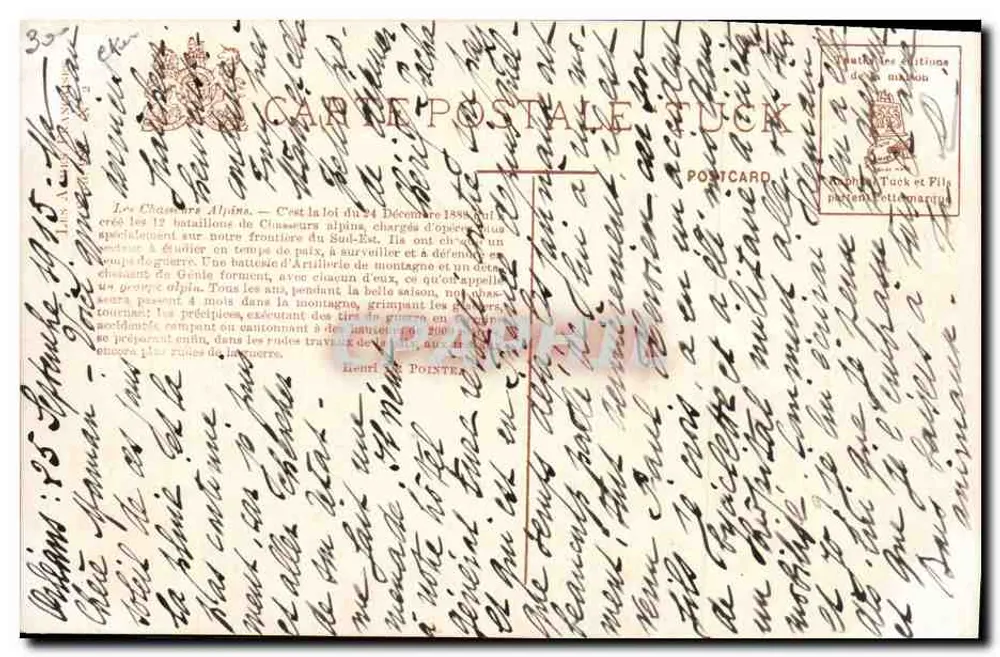 Chasseurs Alpins — Editora Tuck & Fils, n°35 - Verso
