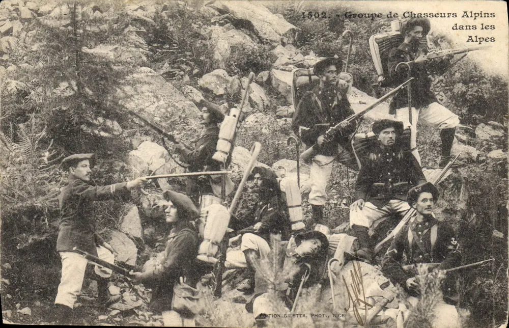 Gruppe Alpinisten in den Alpen — 1502 — Dention Giletta, Fotografie, Nizza - Vorderseite