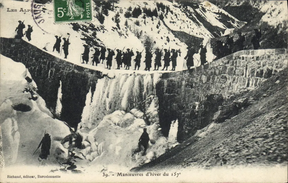 Wintermanöver des 157. — Die Alpen — Richaud, Verleger, Barcelonnette - Vorderseite