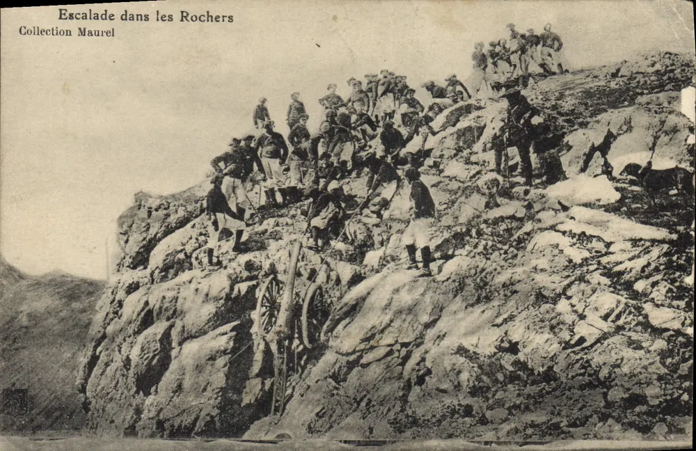 Klettern in den Felsen — Szenen des Kletterns an einer Felswand — Sammlung Maurel - Vorderseite