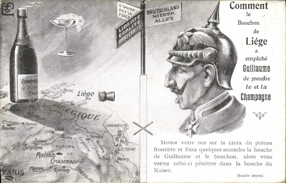 Champagne e Guillaume — caricatura satírica — Carte postale Fantaisie-Succès n°15 - Frente