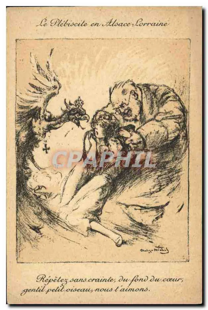 Das Plebiscit in Elsaß-Lothringen — satirische Karikatur — Devambez, Paris, Visa n°126 - Vorderseite