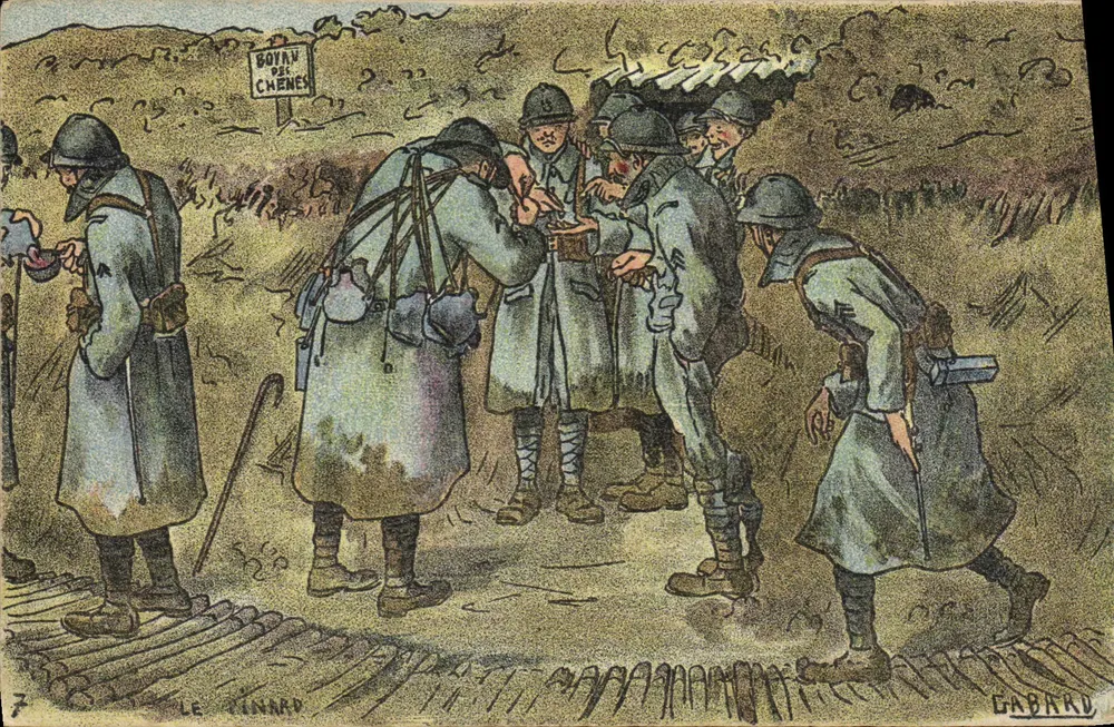 Soldados em campanha — Boyan-des-Chênes — desenho de Gabard - Frente