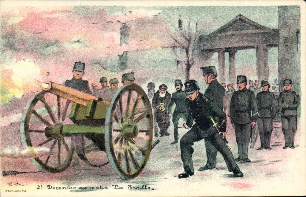 Militärische Zeremonie — Kanonenschuss in La Troïlle — ATAR, Genf - Vorderseite