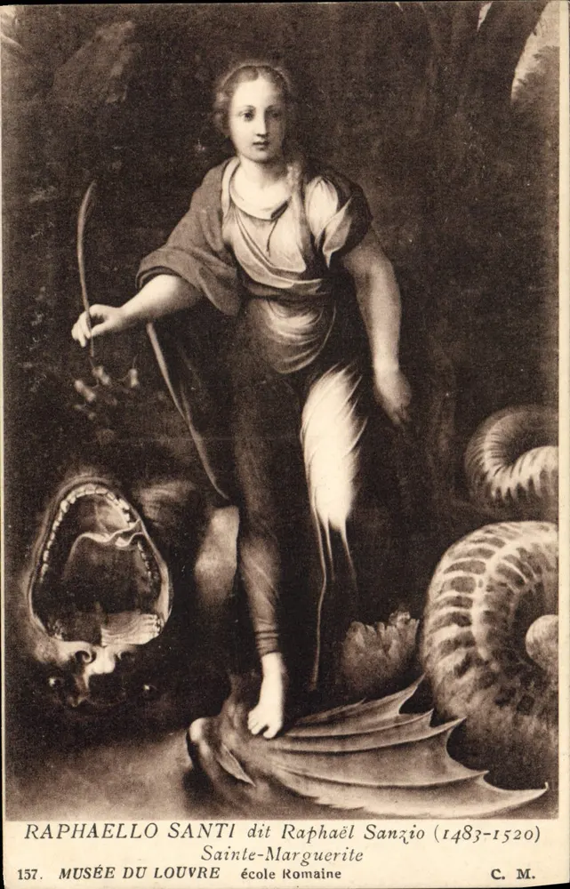 Sainte-Marguerite — Gemälde von Raphael Sanzio (1483-1520) — Musée du Louvre, Ausgabe C.M. - Vorderseite