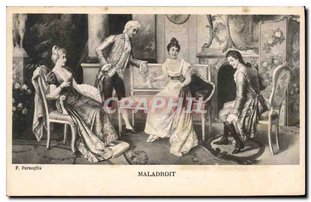 Scène de salon — Maladroït — F. Persoglia - Frente
