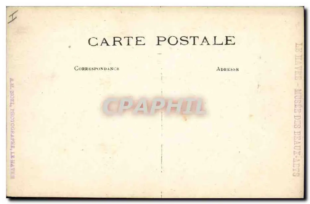 Cena de vida rural — mulheres e crianças sob uma árvore — Am. Ropel, Le Havre - Verso