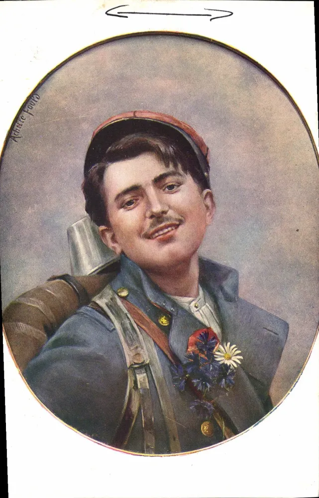 Lächelnder Soldat — ovales Portrait — Achille Fould, n° 13 - Vorderseite