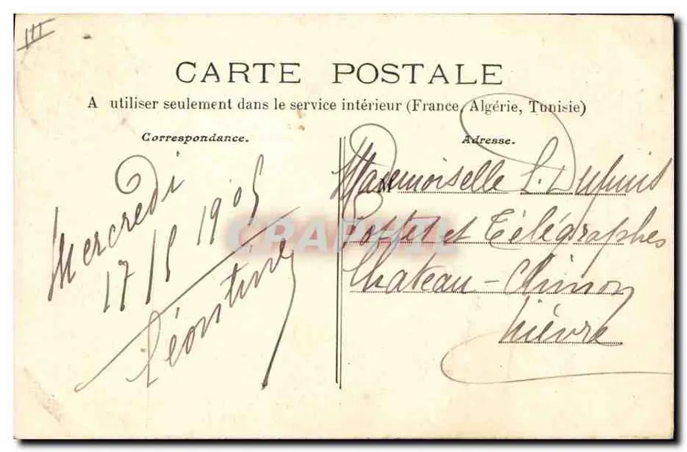 Couple âgé — scène de rue devant maison en bois — Fantaisies L. A. n°13 - Verso