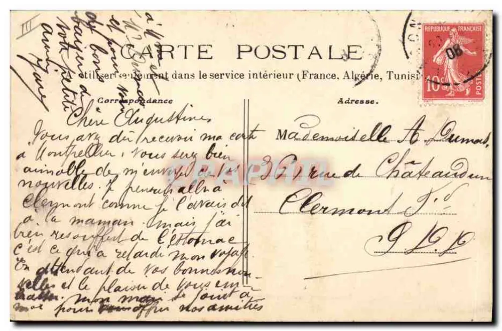 Bourbonnaise voltando do Mercado — P. Paquet, editor Moulins, N° 10 — Cliché H. Lachéro - Verso
