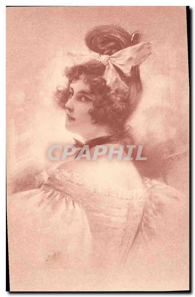 Jeune femme en robe à volants — portrait de profil — éditeur non identifié - Vorderseite