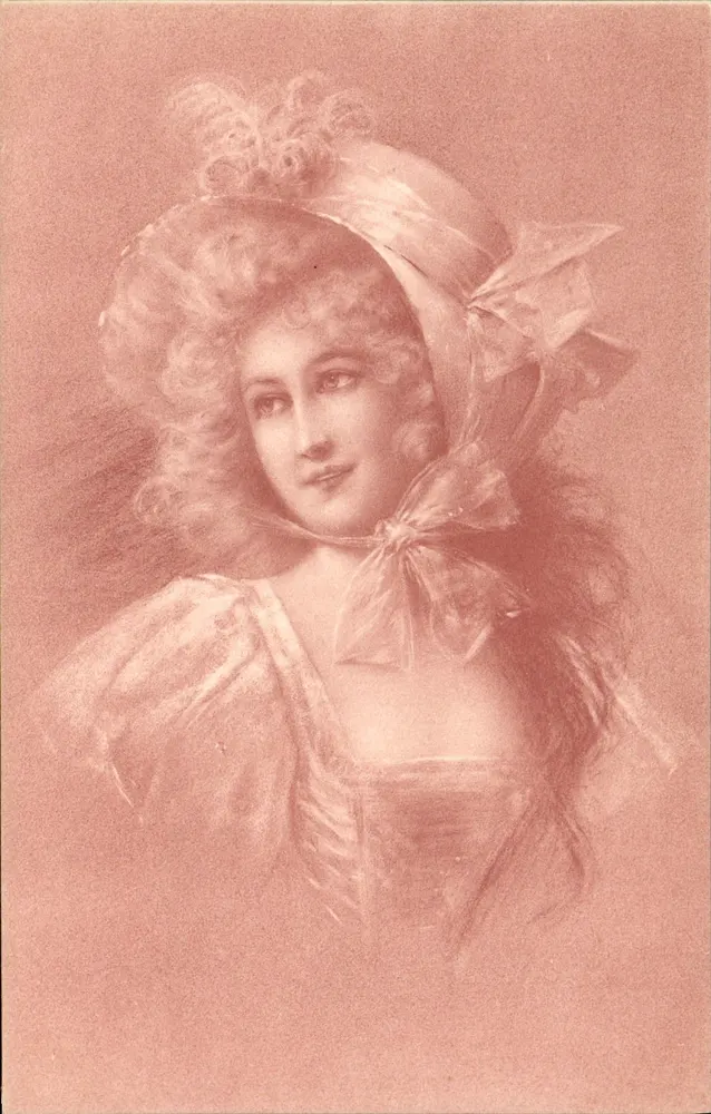 Junge Frau mit Schleierhut — Sepia-Portrait — unbekannter Verlag - Vorderseite