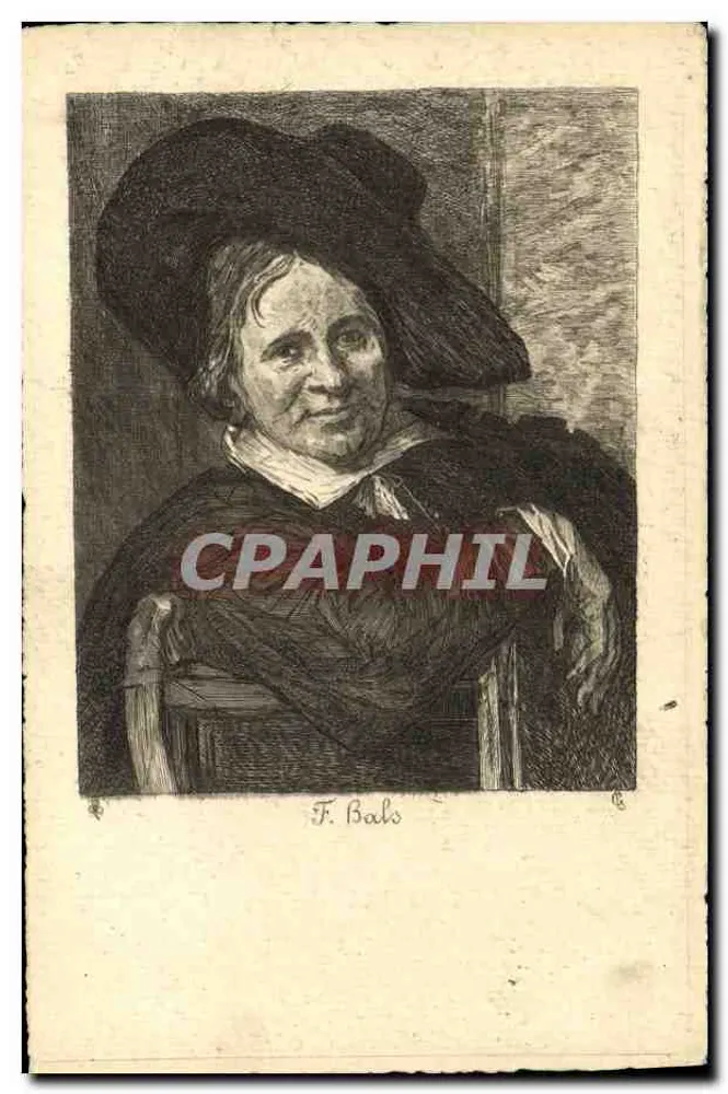 Portret kobiety z kapeluszem — rzeźba F. Bals — wydawca S.B. Wiedeń - Awers