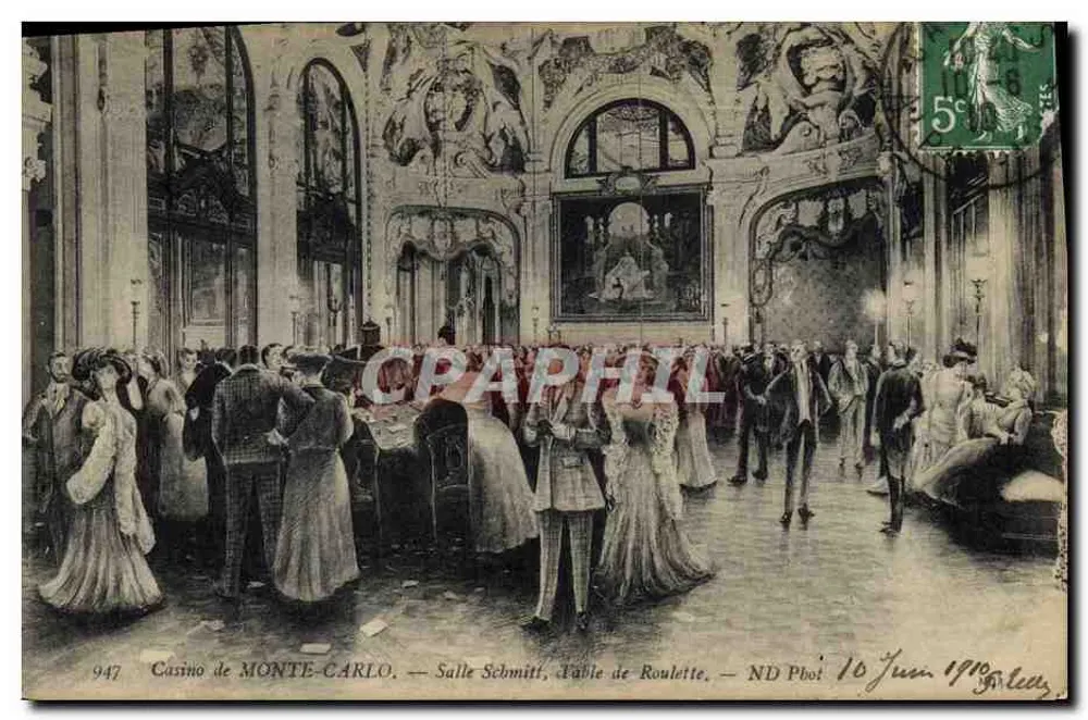 Casino von MONTE-CARLO — Salle Schmitt, Roulette-Tisch — ND Pbo! — 10. Juni 1910 - Vorderseite