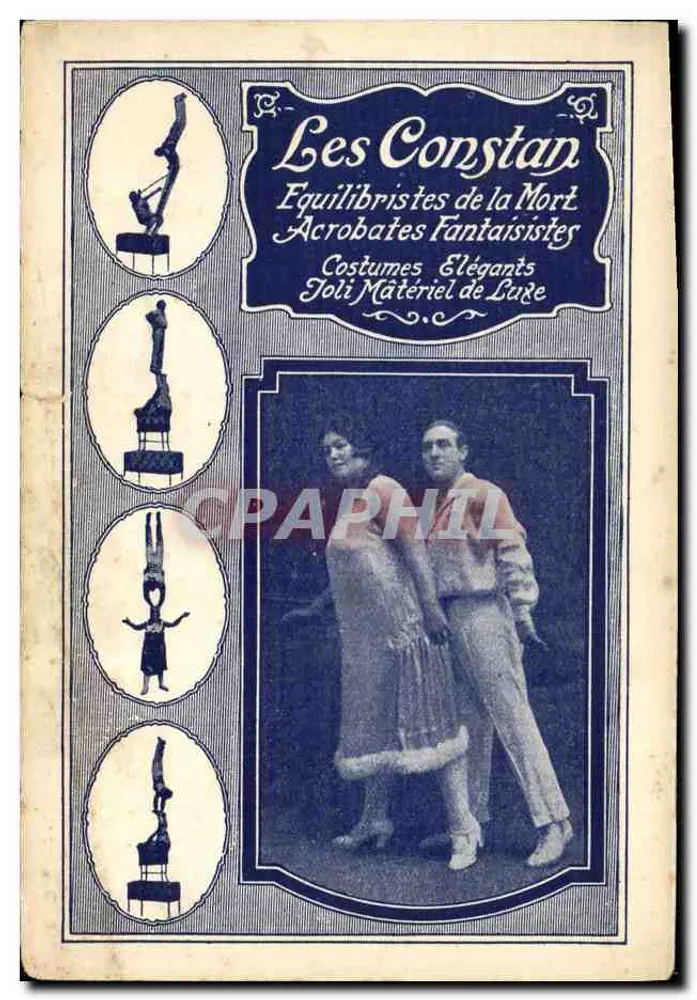 Les Constan — Equilibristas da Morte, Acróbata Fantasista — Carta postal publicitária - Frente