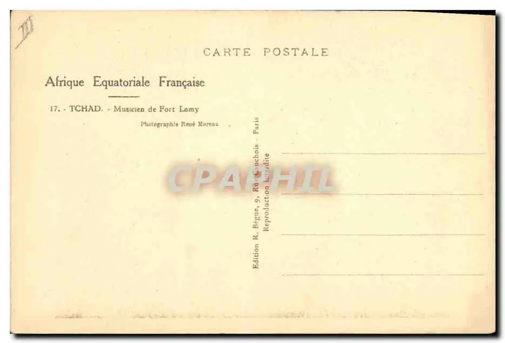 Französisch-Äquatorialafrika — Musiker von Fort Lamy — Edition R. Bogue, Paris - Rückseite