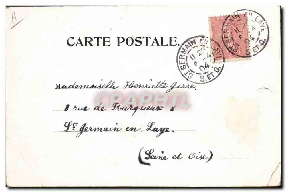 Lapin et poussins — scène champêtre avec moulin à vent — éditeur N° 122 - Verso