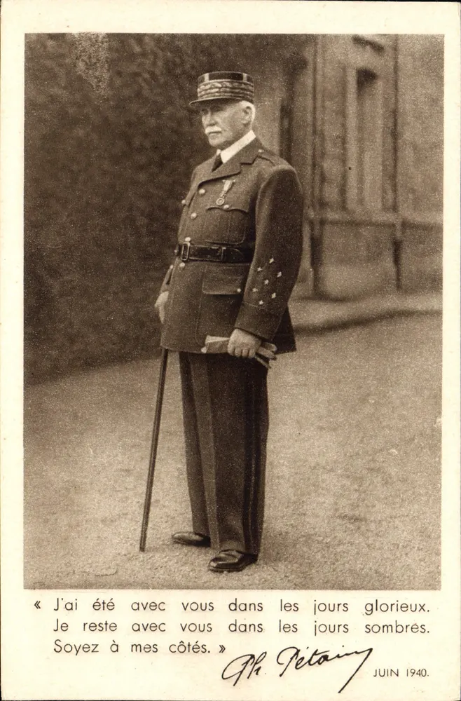 Philippe Pétain — citação junho 1940 — E. Deslois-Négrazvure, Paris - Frente