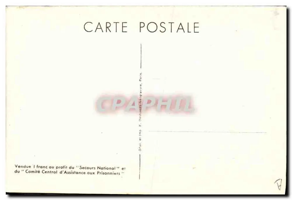 Philippe Pétain — Portrait en buste — Gravure de F. Deliné, Paris - Verso