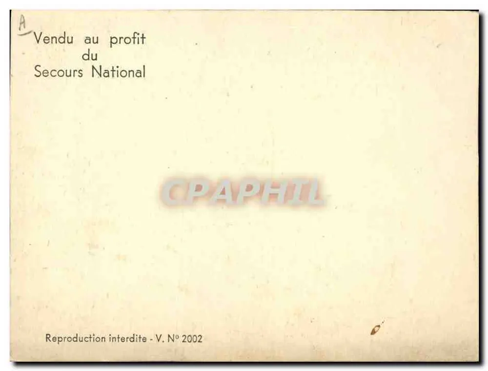 Général de Gaulle — portrait en uniforme — éditeur non imprimé sur la carte - Verso