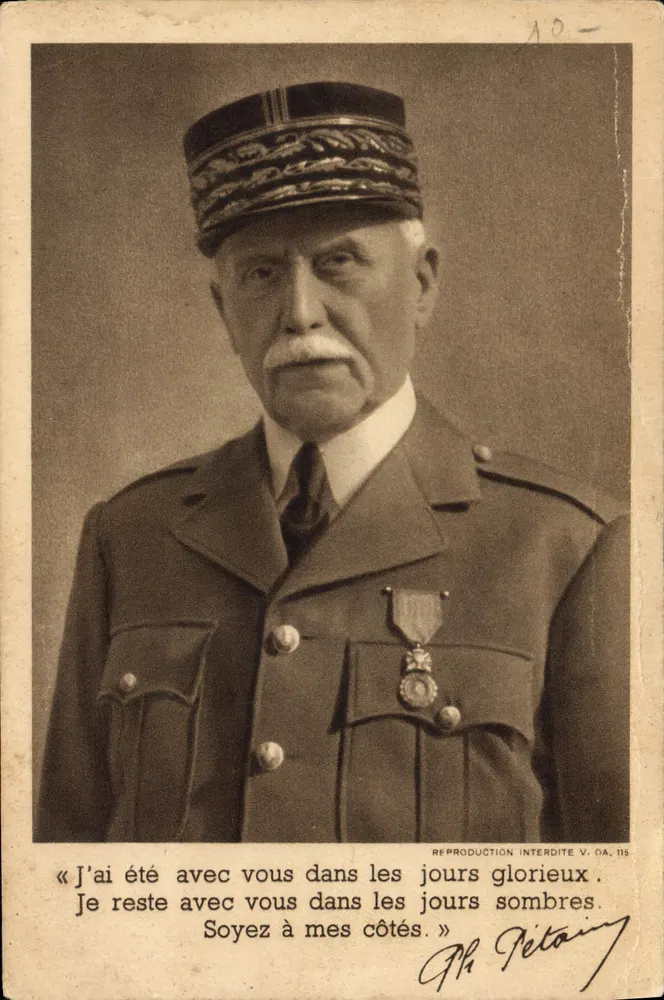 Maréchal Philippe Pétain — retrato militar — V. OA. 115 - Frente