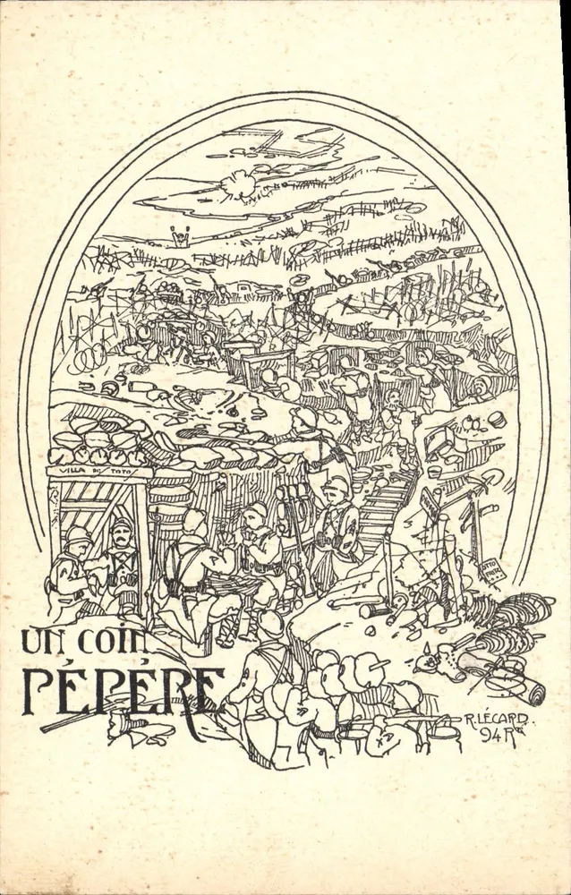 Un rincón de Péréré — dibujo de Villa — R. Lécard 94 R - Anverso