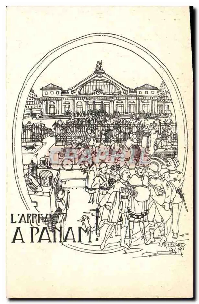 A chegada a Panamá — ilustração de R. Lecard — 94 Fr - Frente