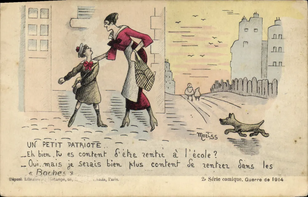 Un petit patriote — scène de rue avec femme et enfant — Moiss, 2e Série comique, Guerre de 1914 - Frente