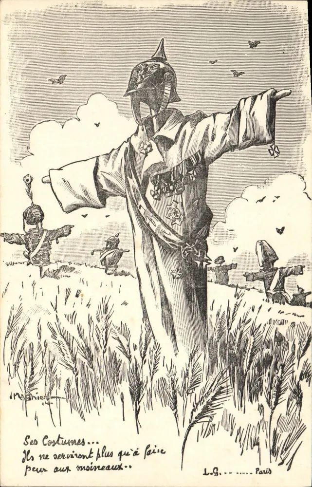 Niemiecki żołnierz w mundurze wojennym — karikatura antyniemiecka — L.G. — Paryż - Awers