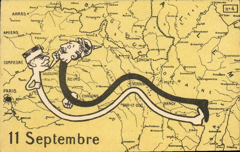 Carta postal humorística — 11 de Setembro — Edição Lorraine n°4 - Frente
