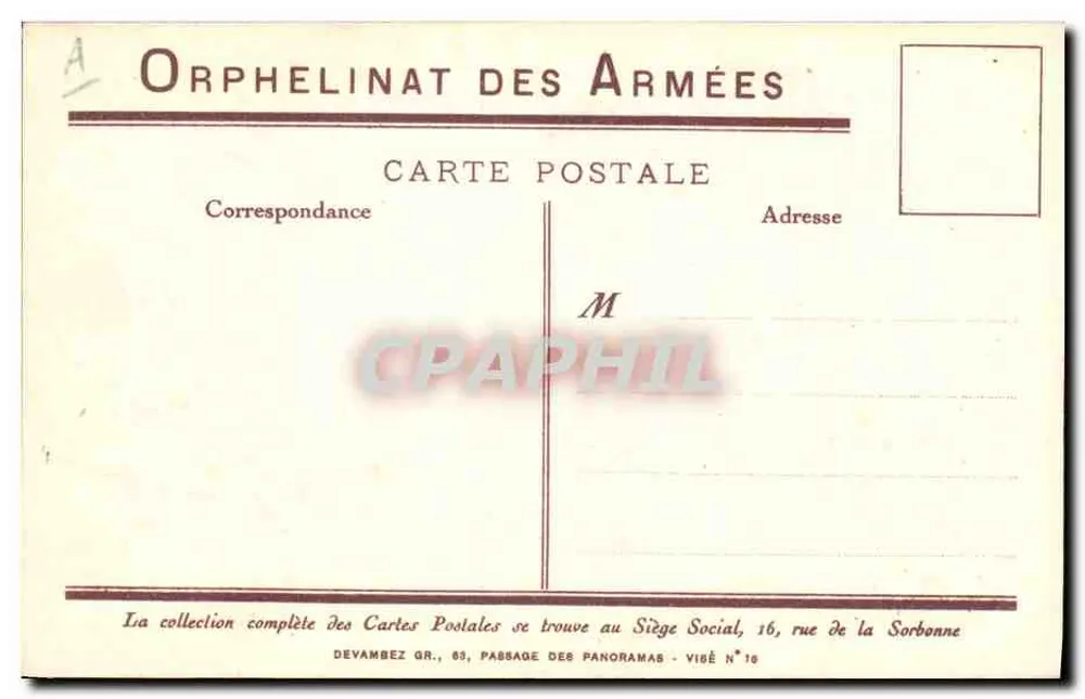 Gypres die Schlacht — Serie Orphelinat des Armées — Verlag: Robbéric - Rückseite