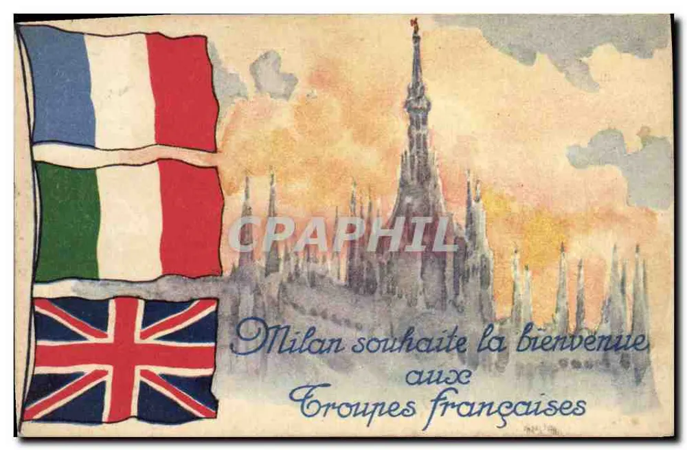 Mailand begrüßt die französischen Truppen — Verlag Officine Ricordi, Serie III - Vorderseite