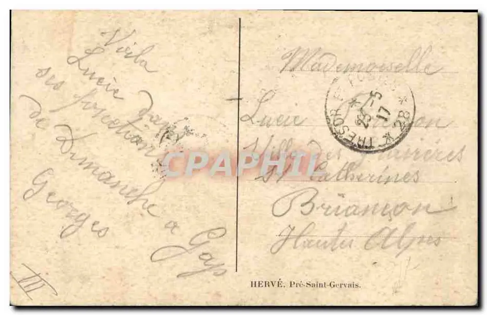 Soldado a cavalo — Paris no fundo — gravura de G. Royeau - Verso
