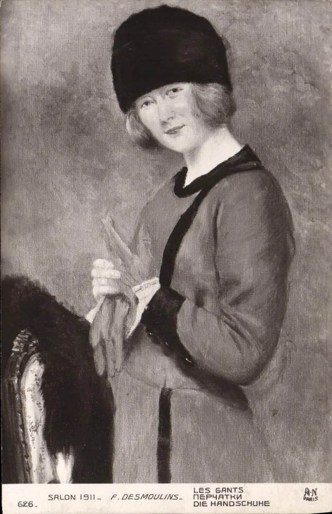 Frau in Hut mit Handschuhen — Salon 1911 — F. Desmoulins, Paris, n° 626 - Vorderseite