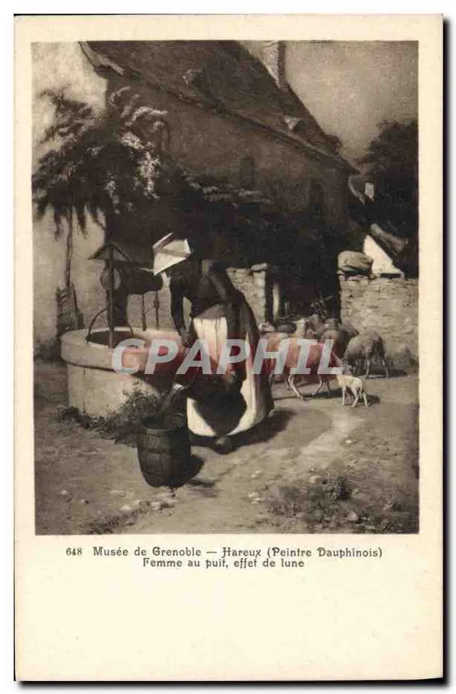 Frau am Brunnen, Mondlicht-Effekt — Museum von Grenoble — Hareux (Dauphinois-Maler) — Nr. 648 - Vorderseite