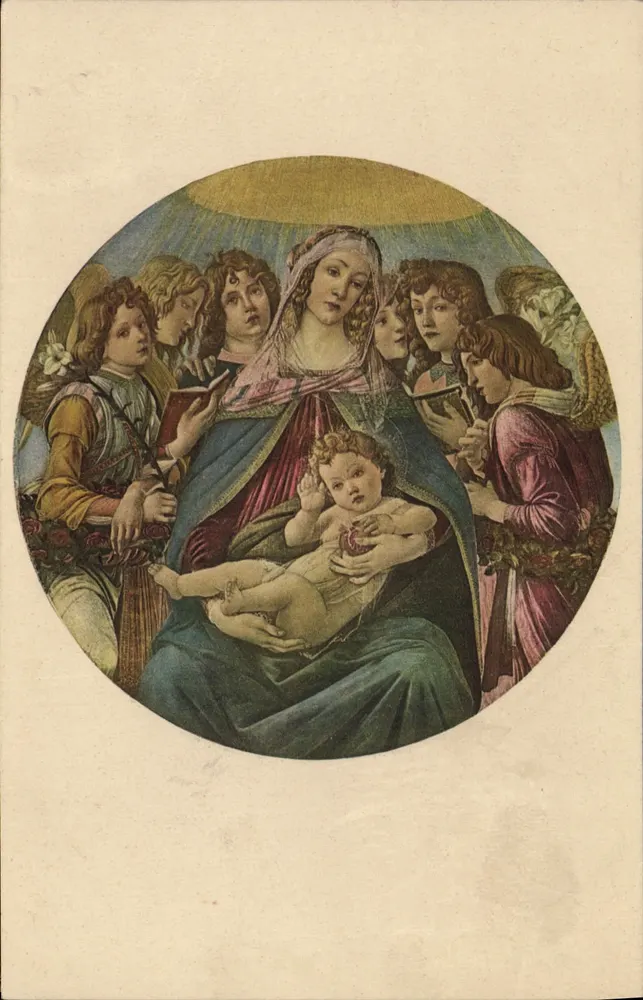 Virgem com o Menino cercada por anjos — reprodução de uma obra de Leonardo da Vinci — editor não visível - Frente