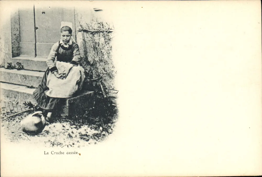 Rozbita butelka — scena z życia — wydawca nieznany - Awers
