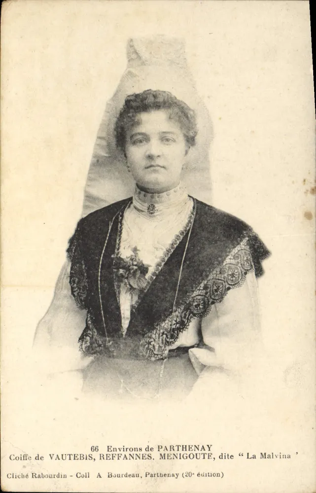 Umgebung von Parthenay — Portrait der Coiffe de Vautebis, REFFANNES. MENIGOUTE, genannt "La Malvina" — Cliché Rabourdin, Coll. A Bourdeau, 20. Ausgabe - Vorderseite