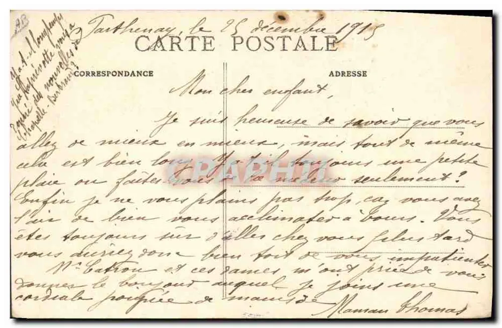 Umgebung von Parthenay — Portrait der Coiffe de Vautebis, REFFANNES. MENIGOUTE, genannt "La Malvina" — Cliché Rabourdin, Coll. A Bourdeau, 20. Ausgabe - Rückseite