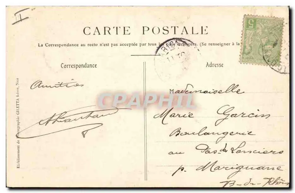 Monte-Carlo - Salle du Trente-Quarante — Künstlerische Sammlung — Giletta Edition, Foto von Nice - Rückseite