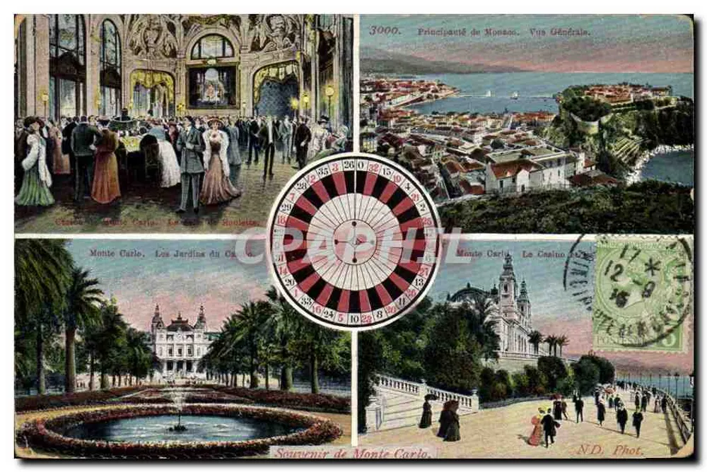 Monte Carlo — Allgemeiner Blick, Gärten des Casinos, Das Casino, Die Gärten des Casinos — A. Sauvaigo, Nice, n°3000 - Vorderseite
