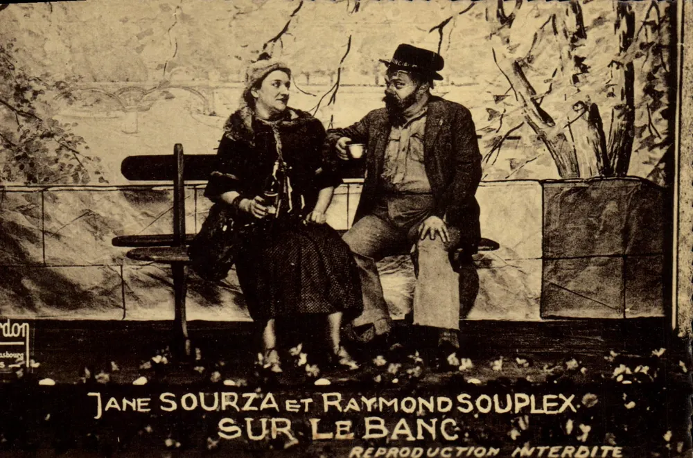 Jane Sourza und Raymond Souplex — Auf der Bank — Verlag G. P. G. Bordon, Nr. P-1 - Vorderseite