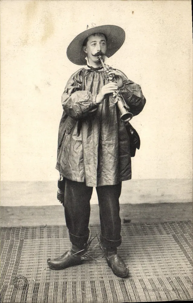 Musicien en costume — homme à la clarinette — éditeur Rimer Bazin, édit. - Frente