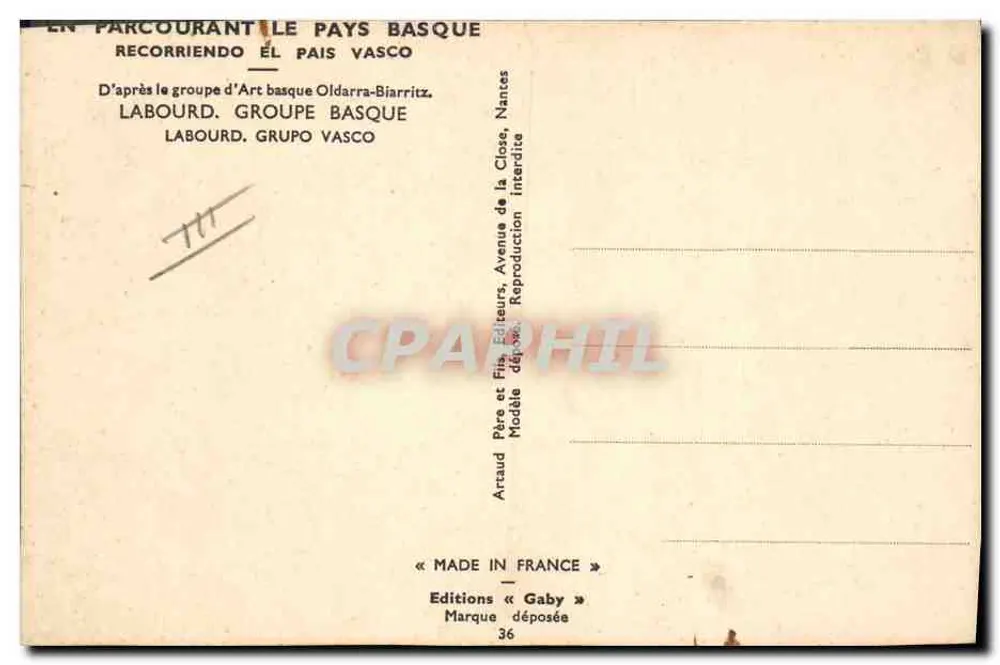 Basque Tänzer — Baskenland — Verlag Gaby, n°36 - Rückseite