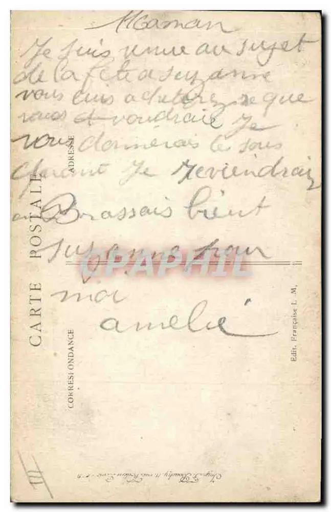 Zwei Kinder, die einen Brief in die Militärbriefkarte stecken — Für Papa! — Griff, Paris, Nr. 14 - Rückseite