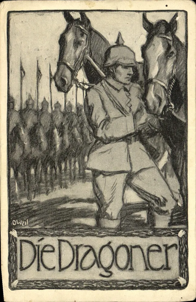 Os Dragonniers — ilustração de Otto Weil — editor A. Spies, G.m.b.H., Saarbrücken - Frente