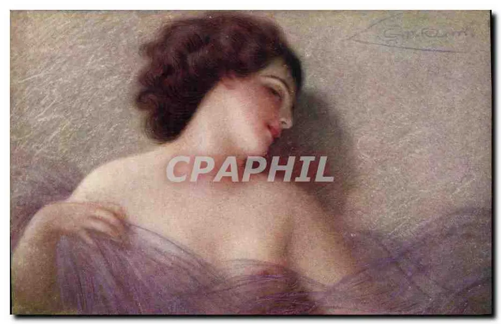 Jovem mulher em vestido violeta — obra de Groom — editada por Arca Ltd - Paris - Frente