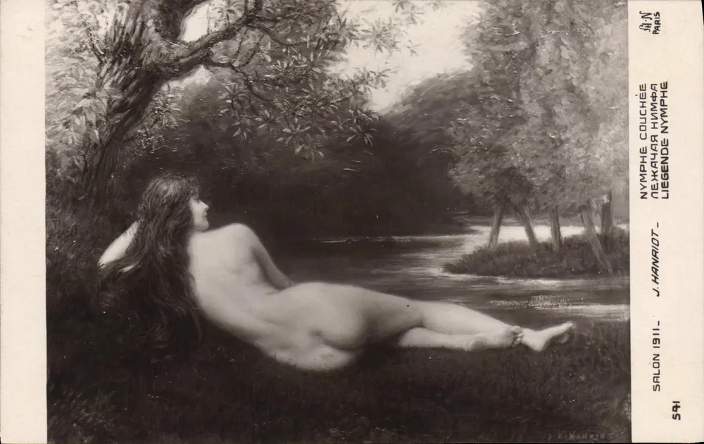 Liegende Nymphe — Werk von J. Hanriot — Salon 1911, Verlag A. Neyron, Paris, Nr. 541 - Vorderseite